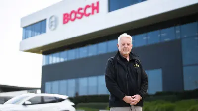 Shane Rowe in front of Bosch in Clayton, Victoria 